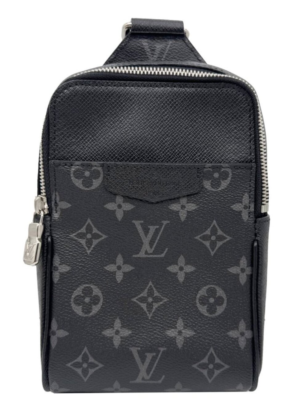 Louis Vuitton Outdoor Slingbag Monogram Taigarama Leather Crossbody Bag Black